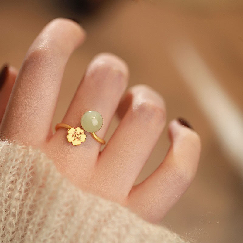 Jade Cube Sugar Female Retro Temperament Color Rings