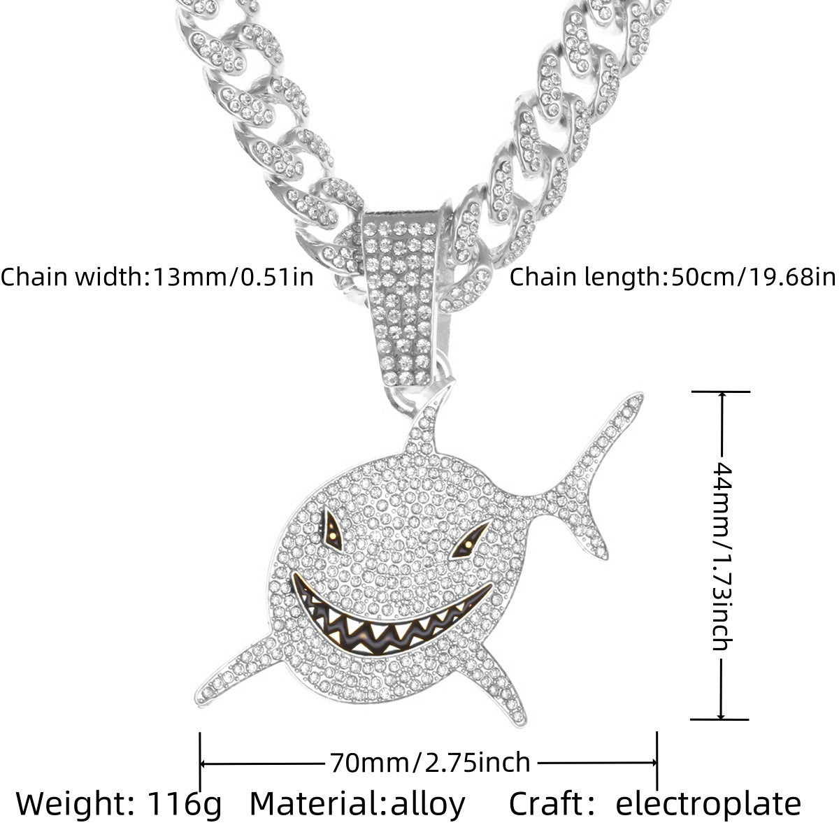 Hop Alloy Full Diamond Exaggerated Dripping Necklaces