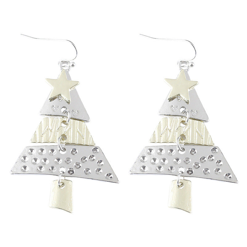 Two-tone Christmas Tree Personality Creative Exaggerating Earrings