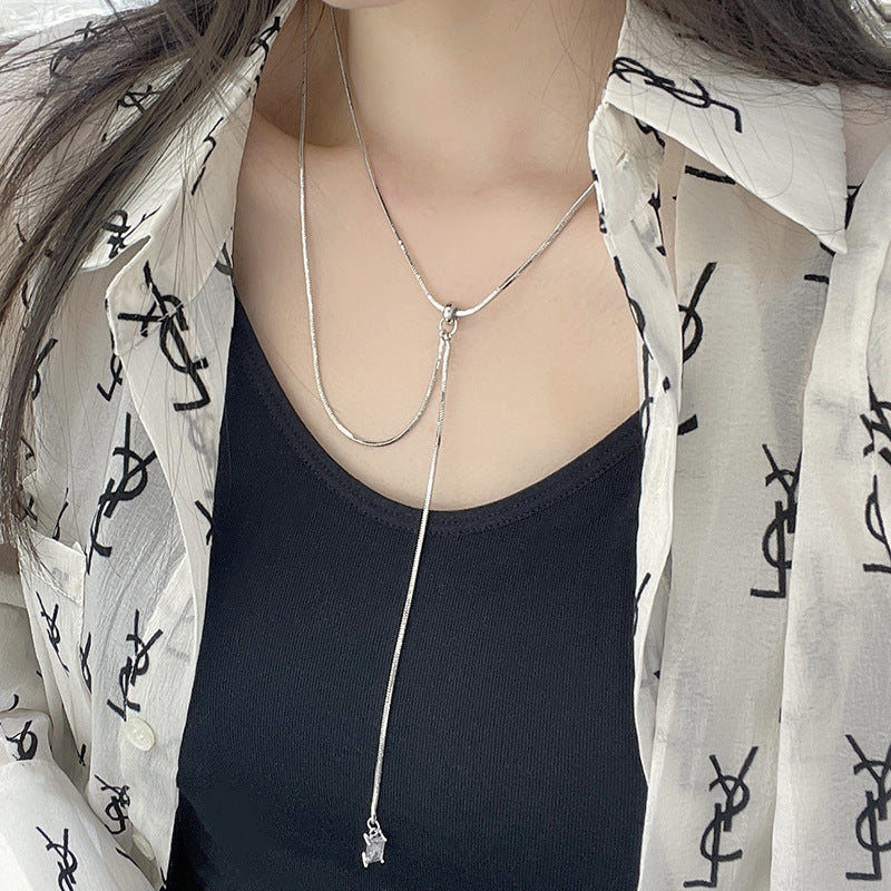 Women's Simple Long Snake Bones Chain Light Necklaces