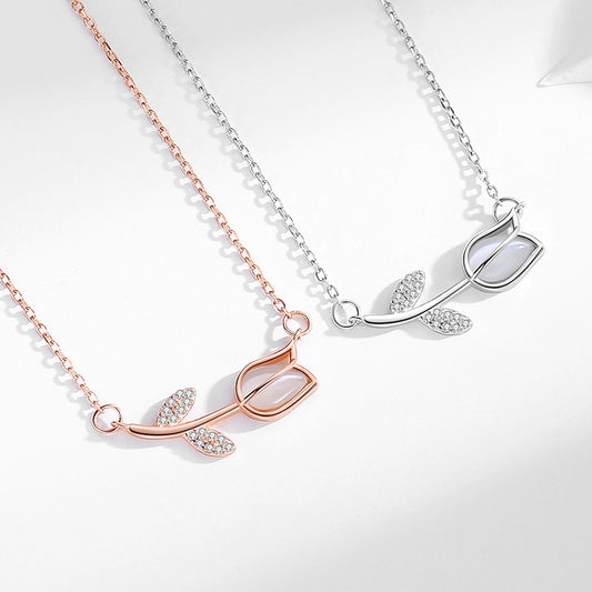 Sier Sweet Tulip Artsy Niche High-grade Necklaces