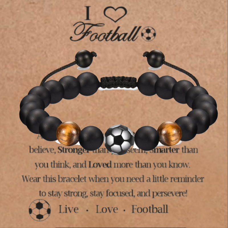 Men's Obsidian Frosted Woven Football Fashion Tigereye Volcanic Bracelets