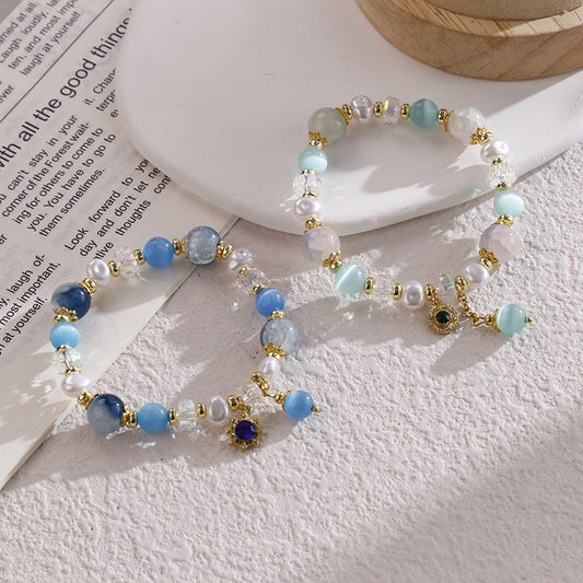 Clothing Glass Floral Beads Fresh Pastoral Tourist Attractions Elastic Bracelets