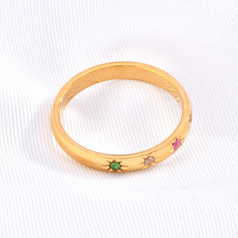 Women's Titanium Steel Gold-plated French Fashion Temperament Rings