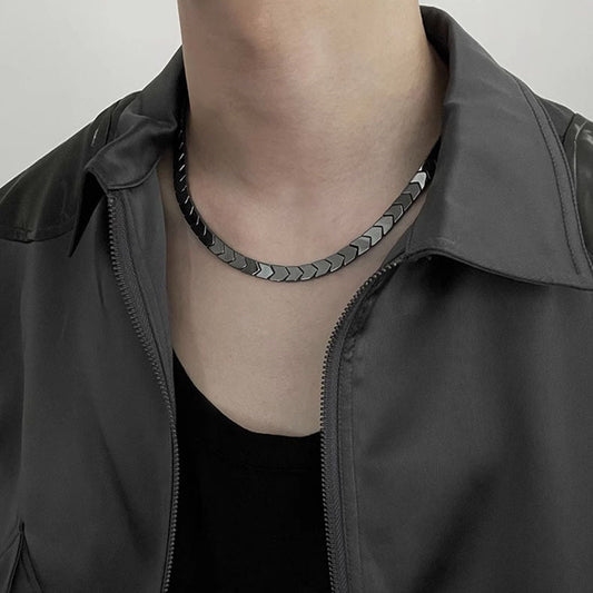 Men's Haematite Titanium Steel Triangle Light Luxury Necklace