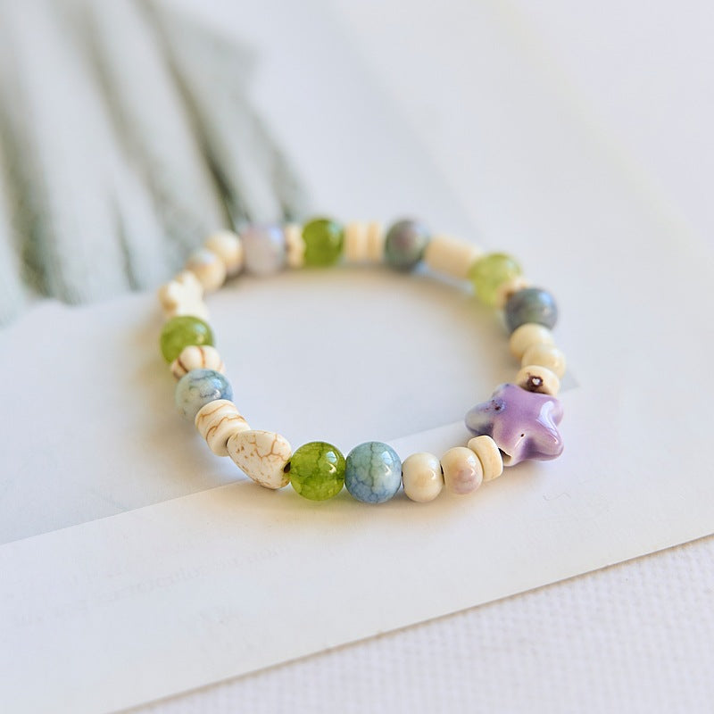 Style Gradient Color Ceramic Starfish Design Bracelets