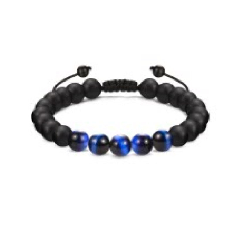 Men's Obsidian Frosted Woven Football Fashion Tigereye Volcanic Bracelets