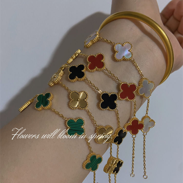 Stylish Four-leaf Clover Gold-plated Double-sided Fritillary Bracelets