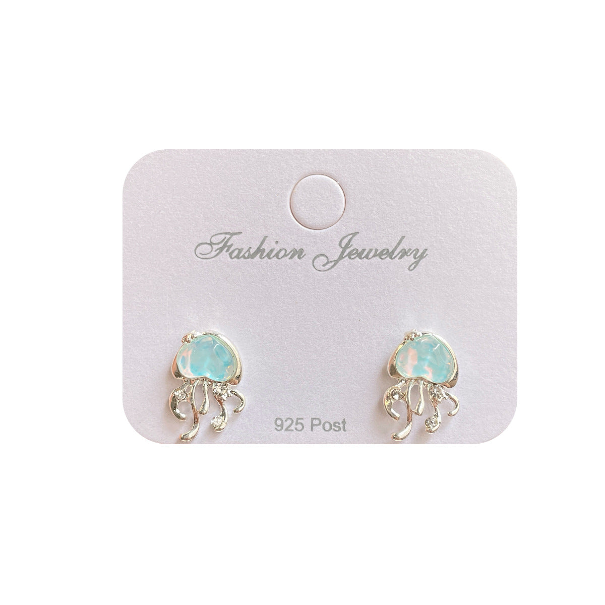 Series Blue Female Sier Needle Simple Shell Seaside Vacation Earrings