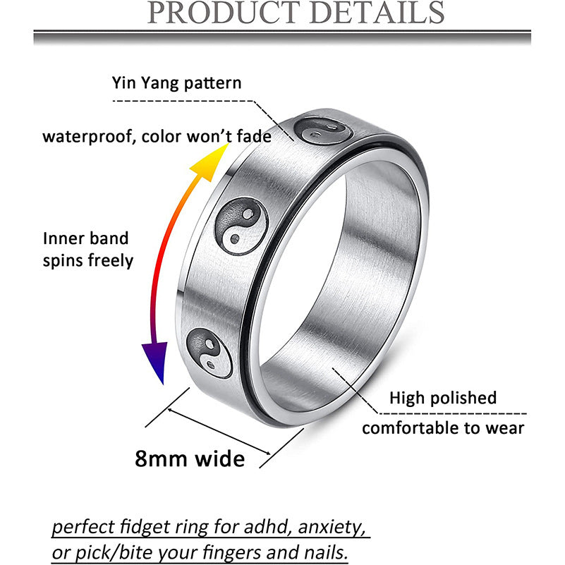 Men's Ornament Stainless Steel Rotating Decompression Gossip Rings