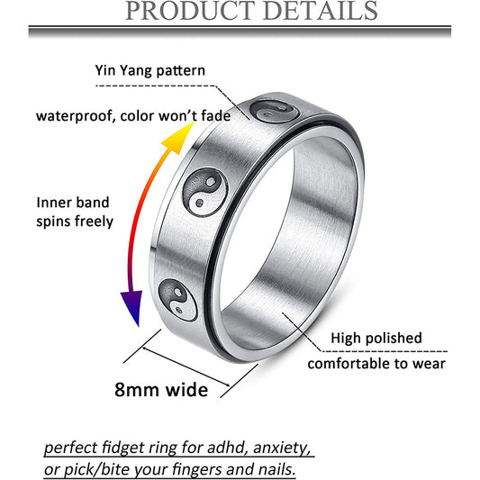Men's Ornament Stainless Steel Rotating Decompression Gossip Rings