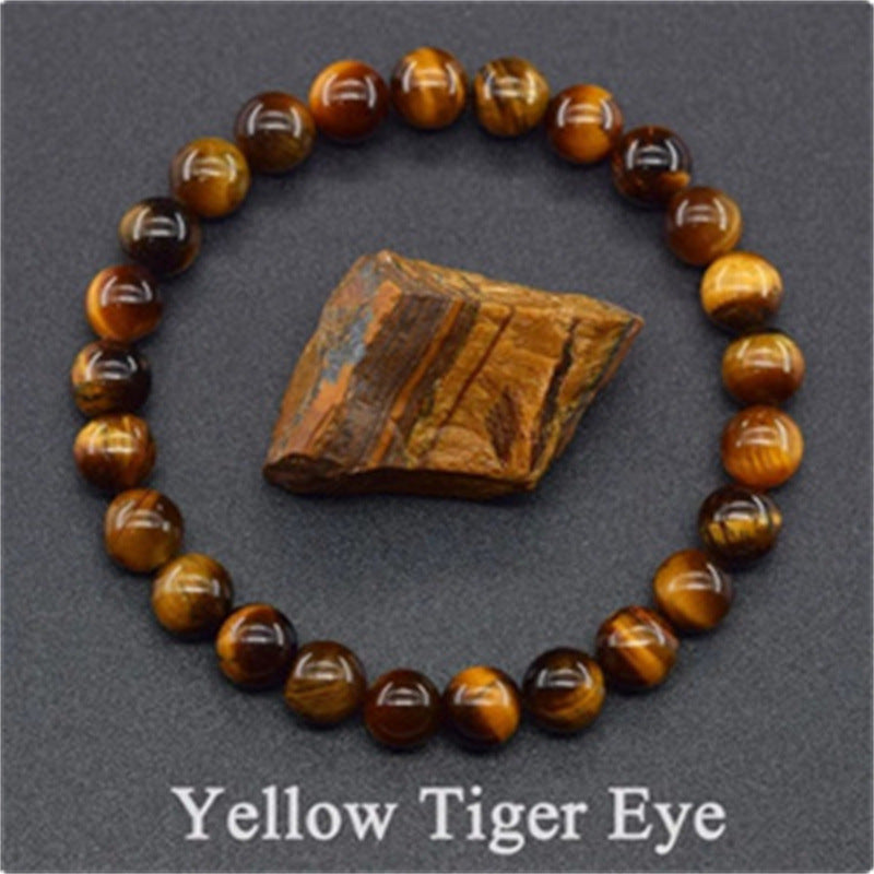 Amethyst Tiger Eye Elastic Rose Stone Agate Bracelets