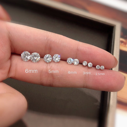 Women's & Men's Sterling Sier Super Flash Diamond Small Ear Stud Earrings
