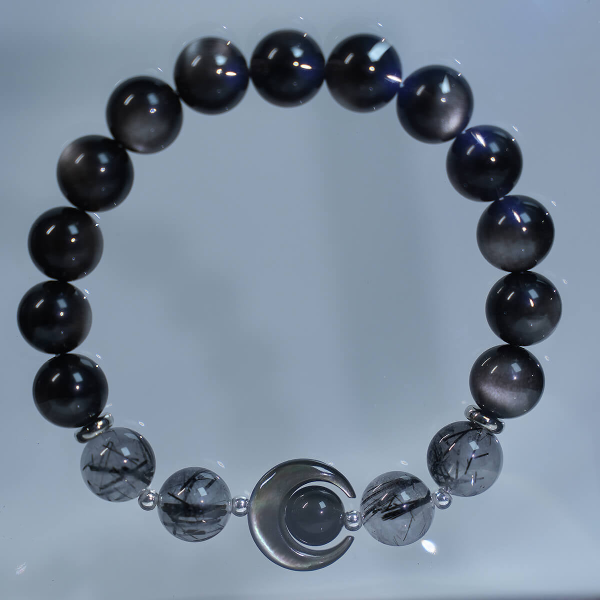 Love Crystal Natural Sier Stone Black Bracelets