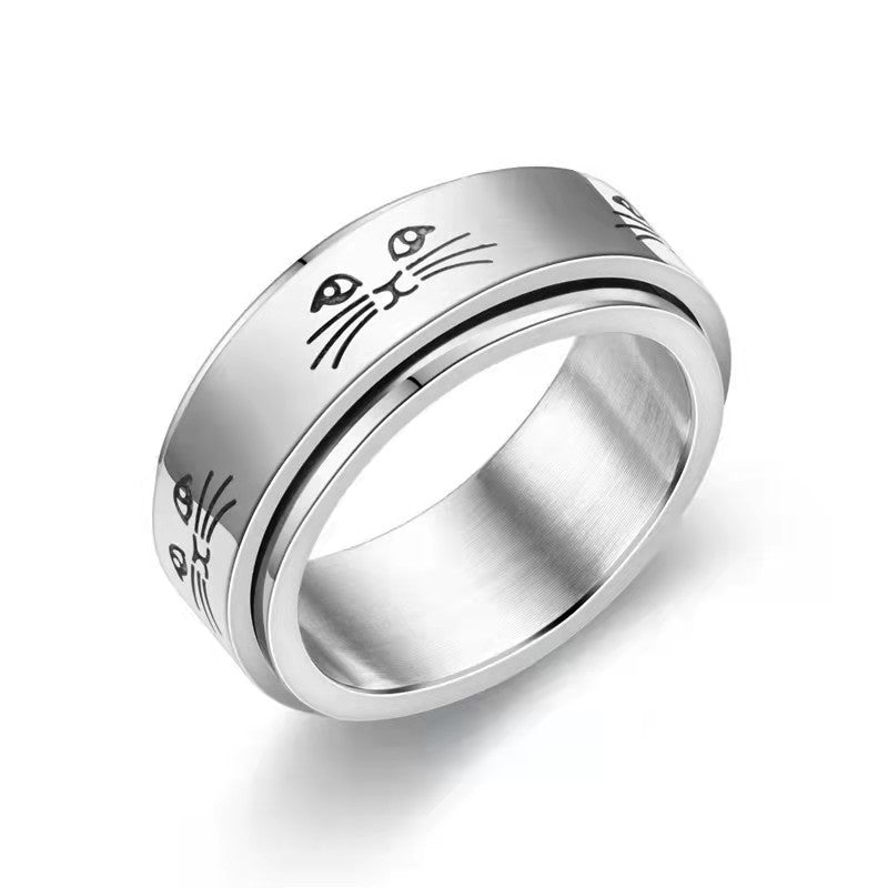 Personality Rotating Decompression Stainless Steel Corrosion Smear Oil Ring