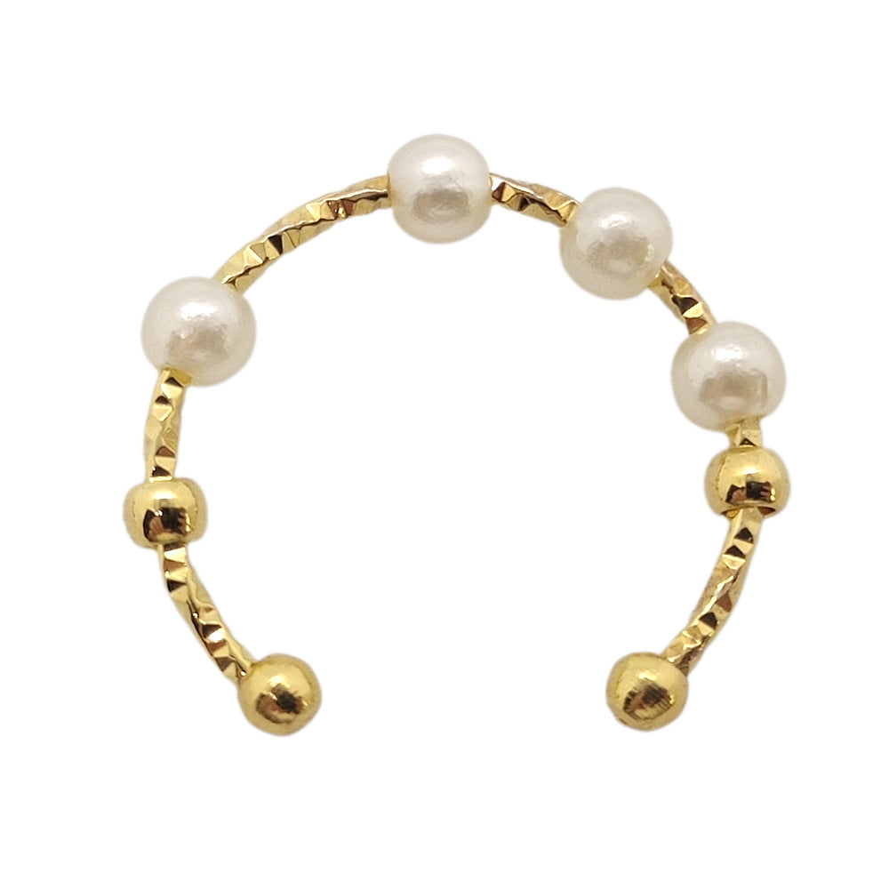 Starry Open Pearl Metal Irregular Personality Rings