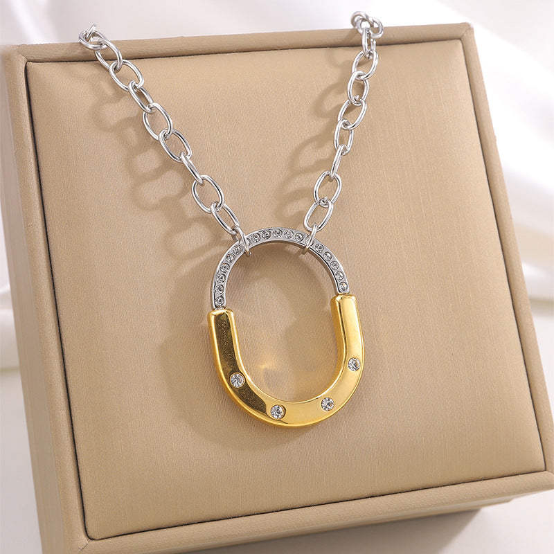 Design Titanium Steel Golden Lock Personalized Necklaces