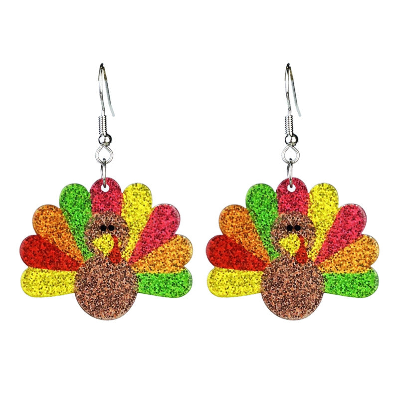 Autumn Thanksgiving Turkey Pumpkin Pie Maple Leaf Coffee Earrings