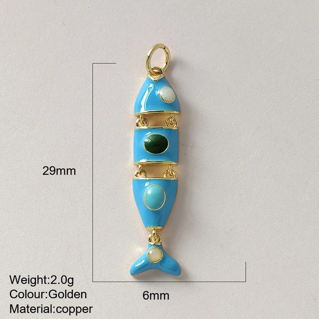 Color Enamel Fish Copper Drop Oil Pendant
