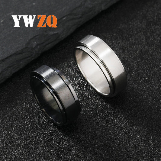 Men's Stylish Matte Stainless Steel Rotatable Decompression Rings