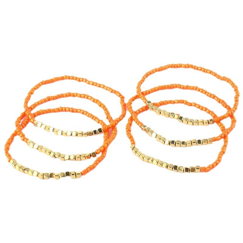 Suit Adjustable Gold Square Spacer Beads Bracelets