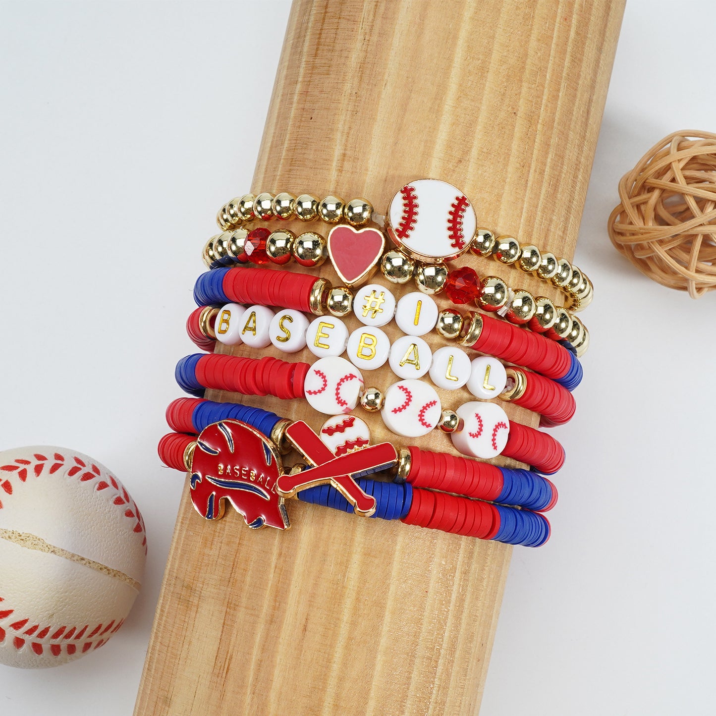 Game Day Polymer Clay Multilayer Fashion Twin Bracelets