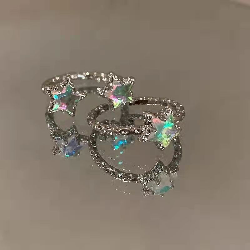 Fantasy Gradient Female Niche Design Five-pointed Star Index Rings