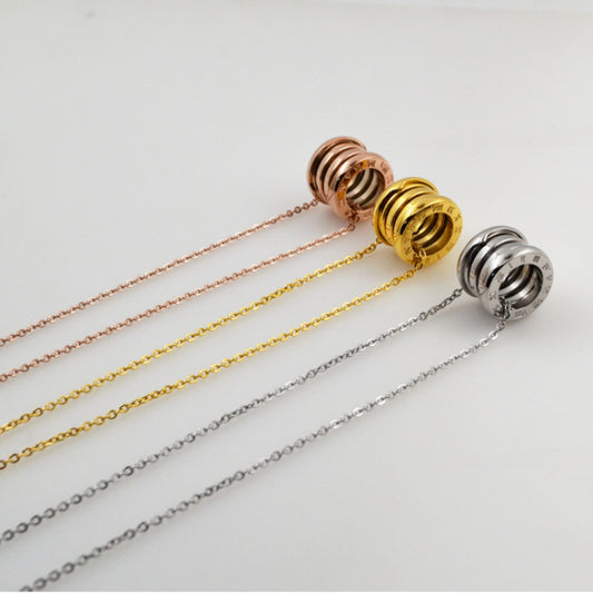 Digital Pattern Arc Female Rose Gold Titanium Necklaces