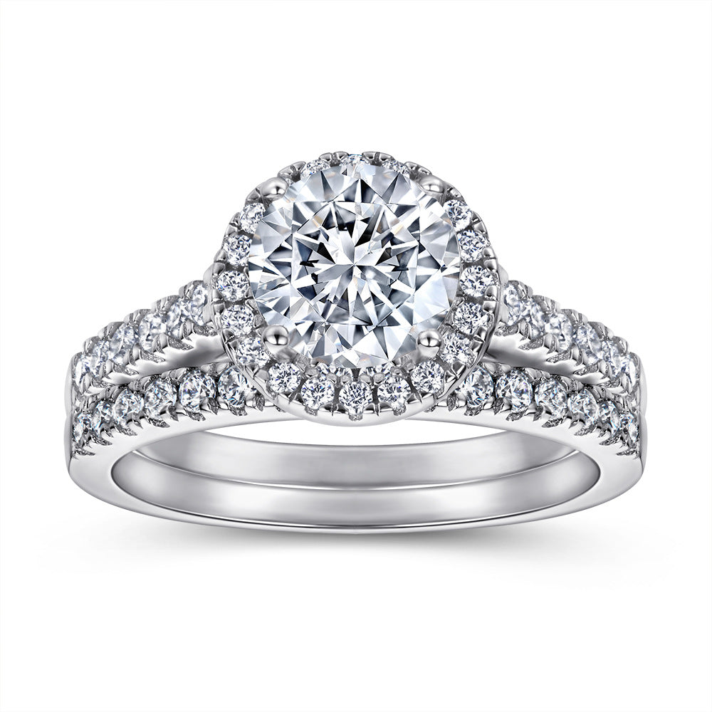 Women's Marriage Engagement Zircon Pure Sier Fashion Rings