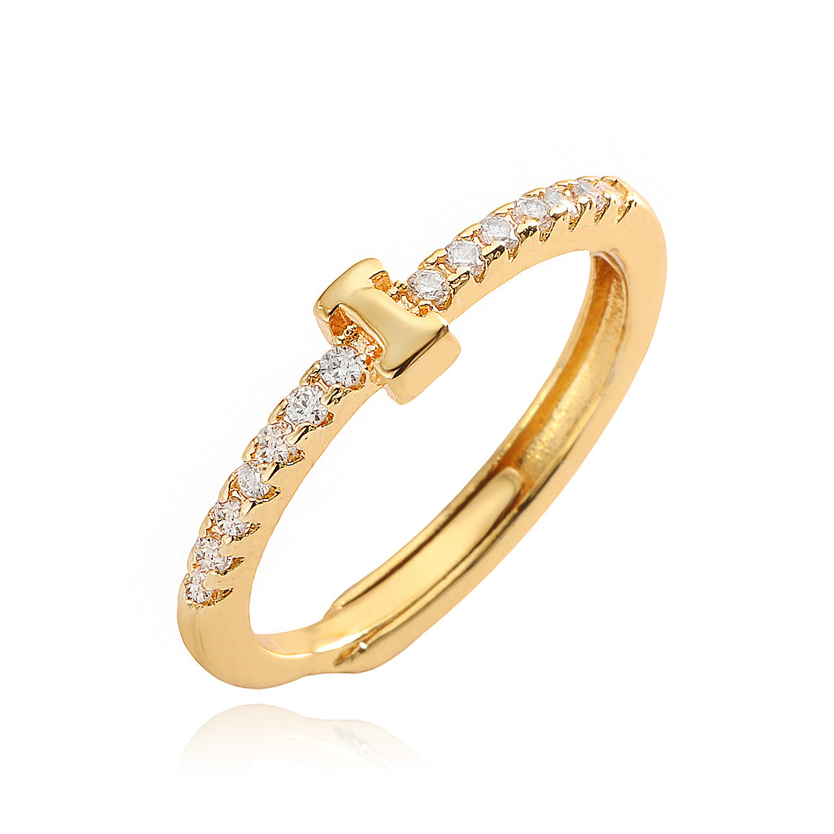 Simple Light Luxury Gold Zircon English Rings