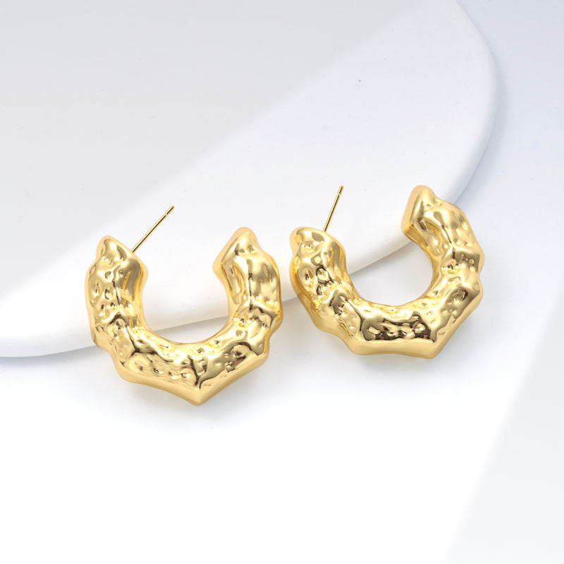 Shaped Tube Exaggerated Style Light Luxury Fashion Simple Niche Earrings