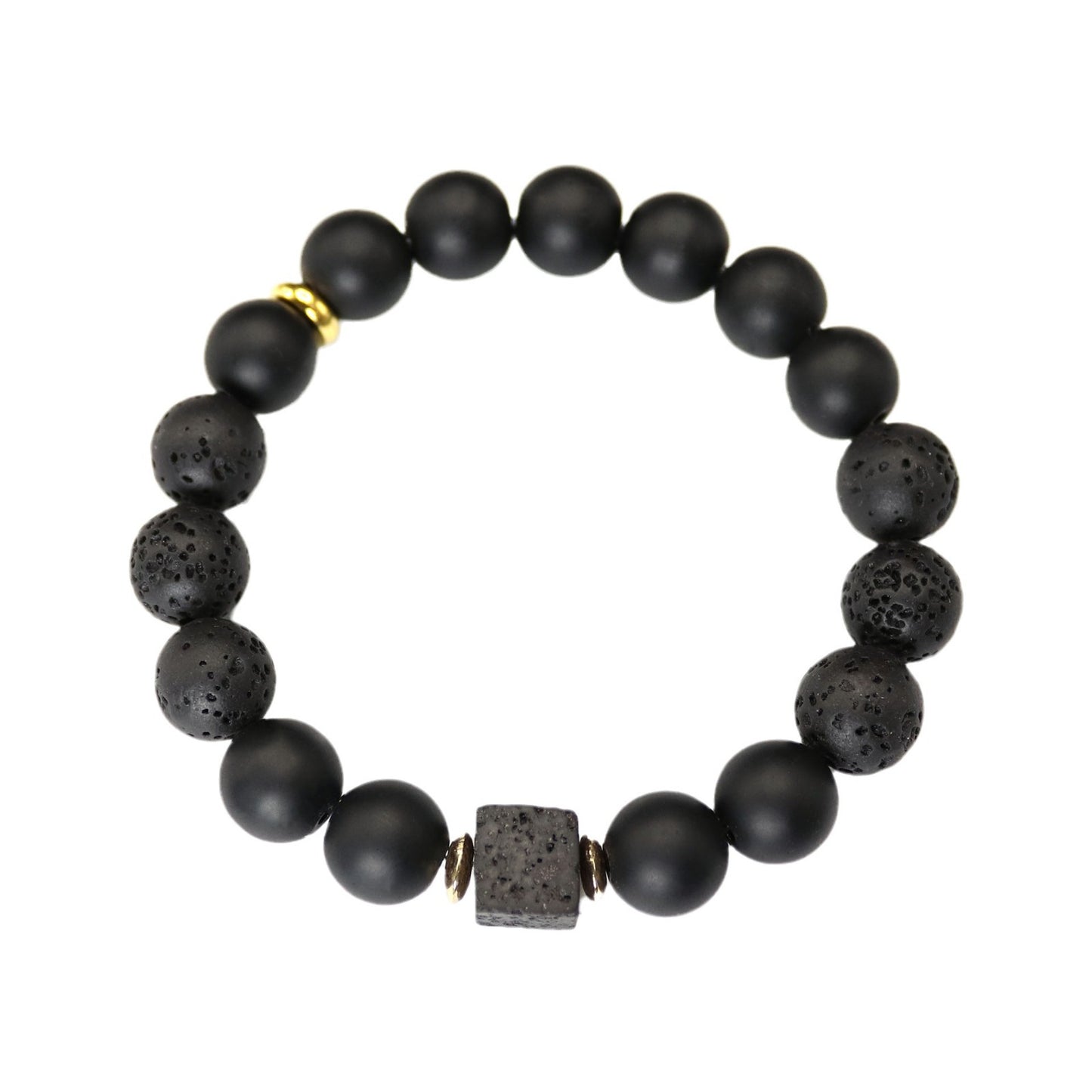 Sense Volcanic Stone Male Obsidian Frosted Geometric Bracelets