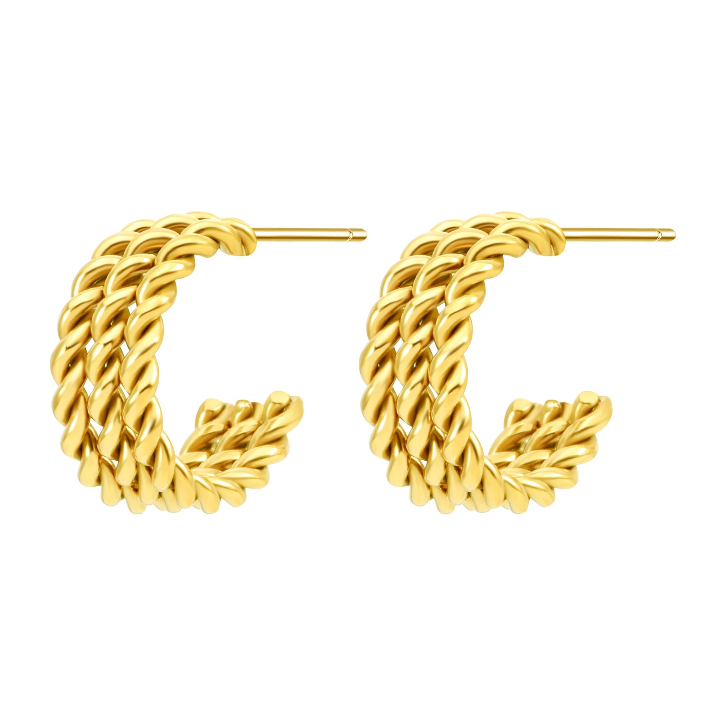 Women's Shaped Titanium Steel Gold-plated Simple Corrugated Earrings