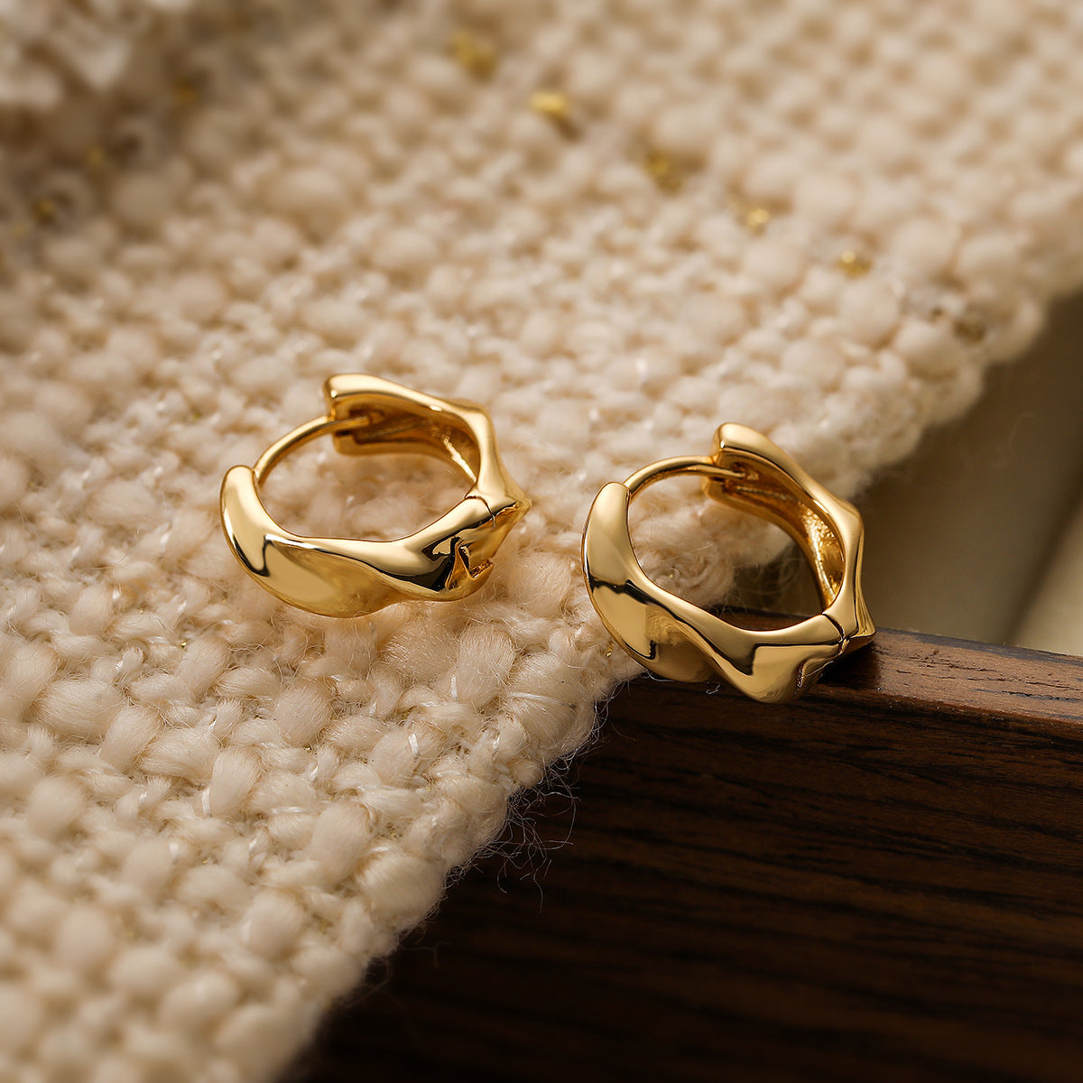 Women's Luxury Copper Gold Plated Geometric Small Ear Design Earrings