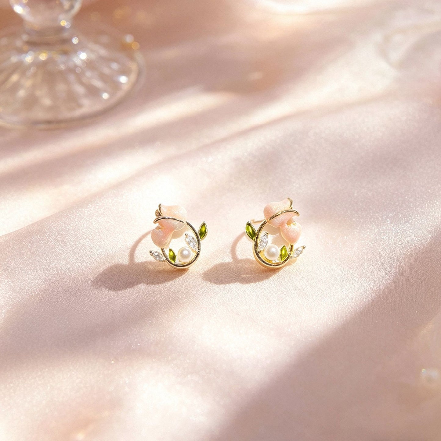 Tulip Female Beads Zircon Flower Auricular Needle Light Rings