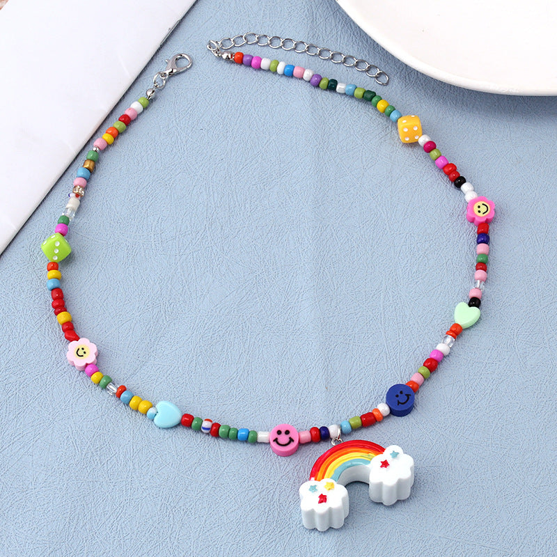 Hip Hop Dice Smiley Face Clavicle Chain Necklaces