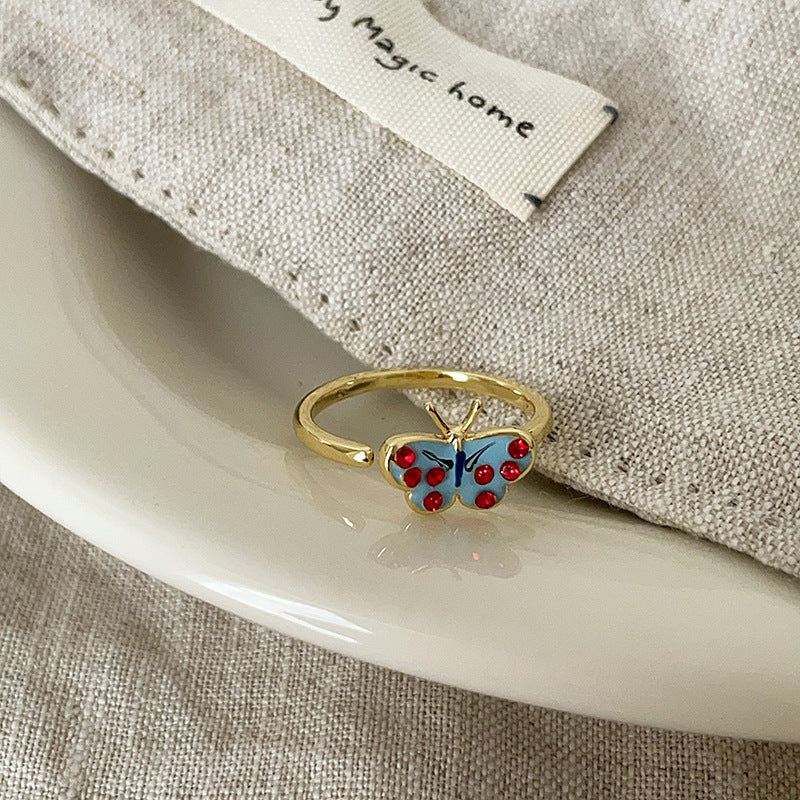 Sweet Cute Color Butterfly Opening Collection Female Personality Rings