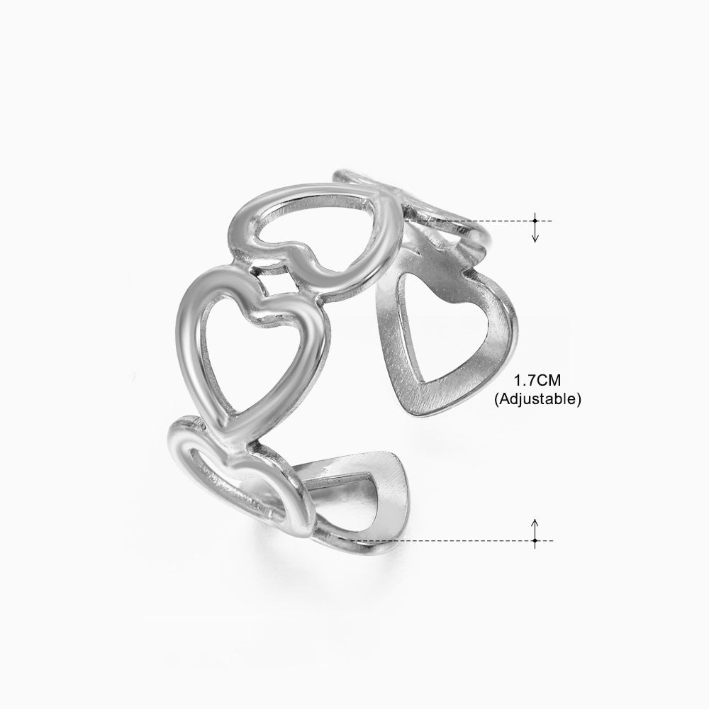 Women's Fashion Stainless Steel Love Heart-shaped Popular Rings