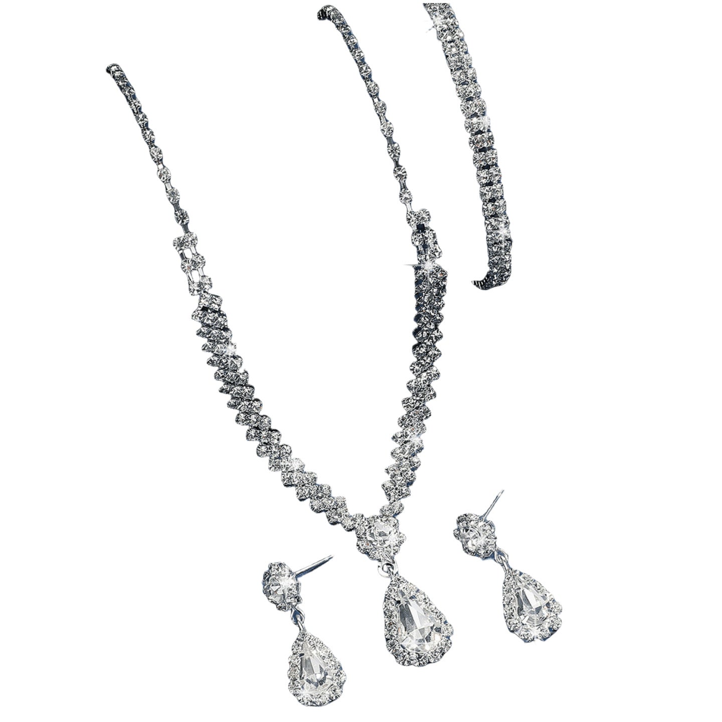 Bridal Diamond Water Drop The Wedding Party Formal Jewelry Set