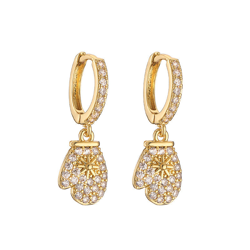 Women's Ornament Exquisite Copper Inlaid Color Diamond Christmas Series Earrings