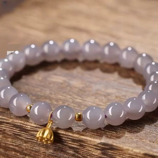 Smoky Purple Lotus Design Golden Peach Blossom Imitation Jade For Bracelets