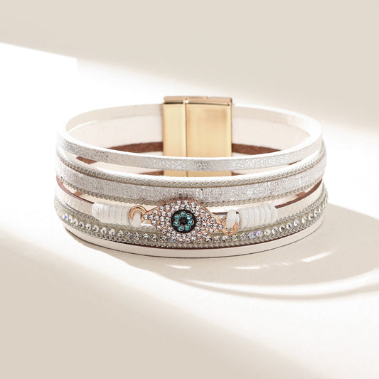 Bohemian Style Devil's Eye Diamond Leather Simple Bracelet