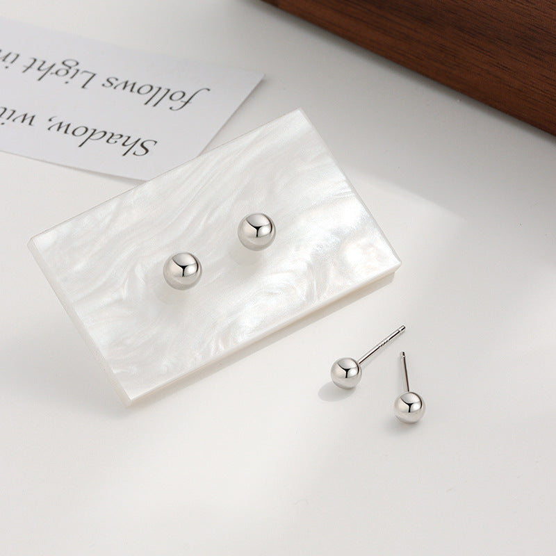 Women's & Men's Sterling Sier Simple Advanced Sensitive Surface Round Beads Auricular Earrings