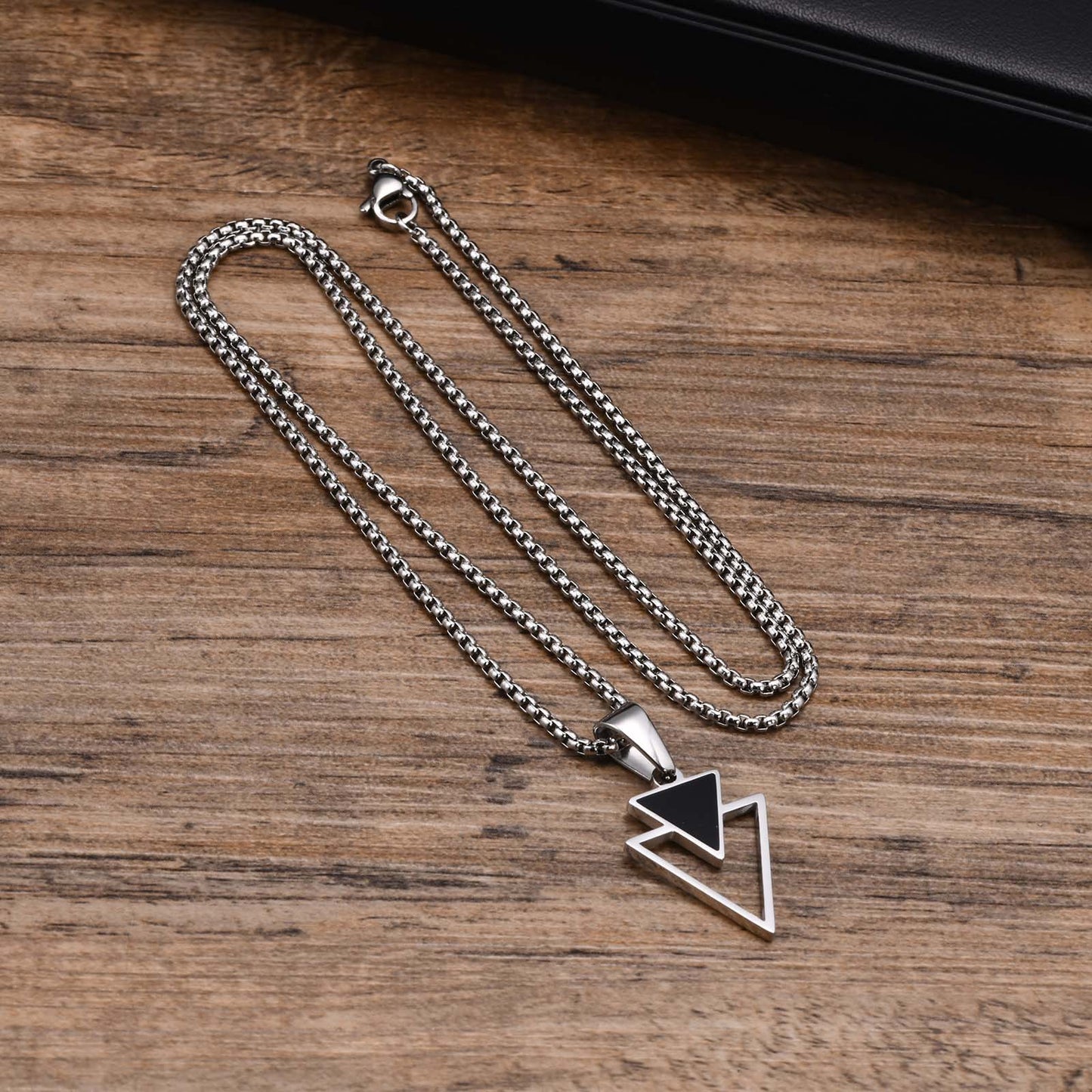 Men's Triangle Hip Hop Titanium Trendy Geometric Pendant
