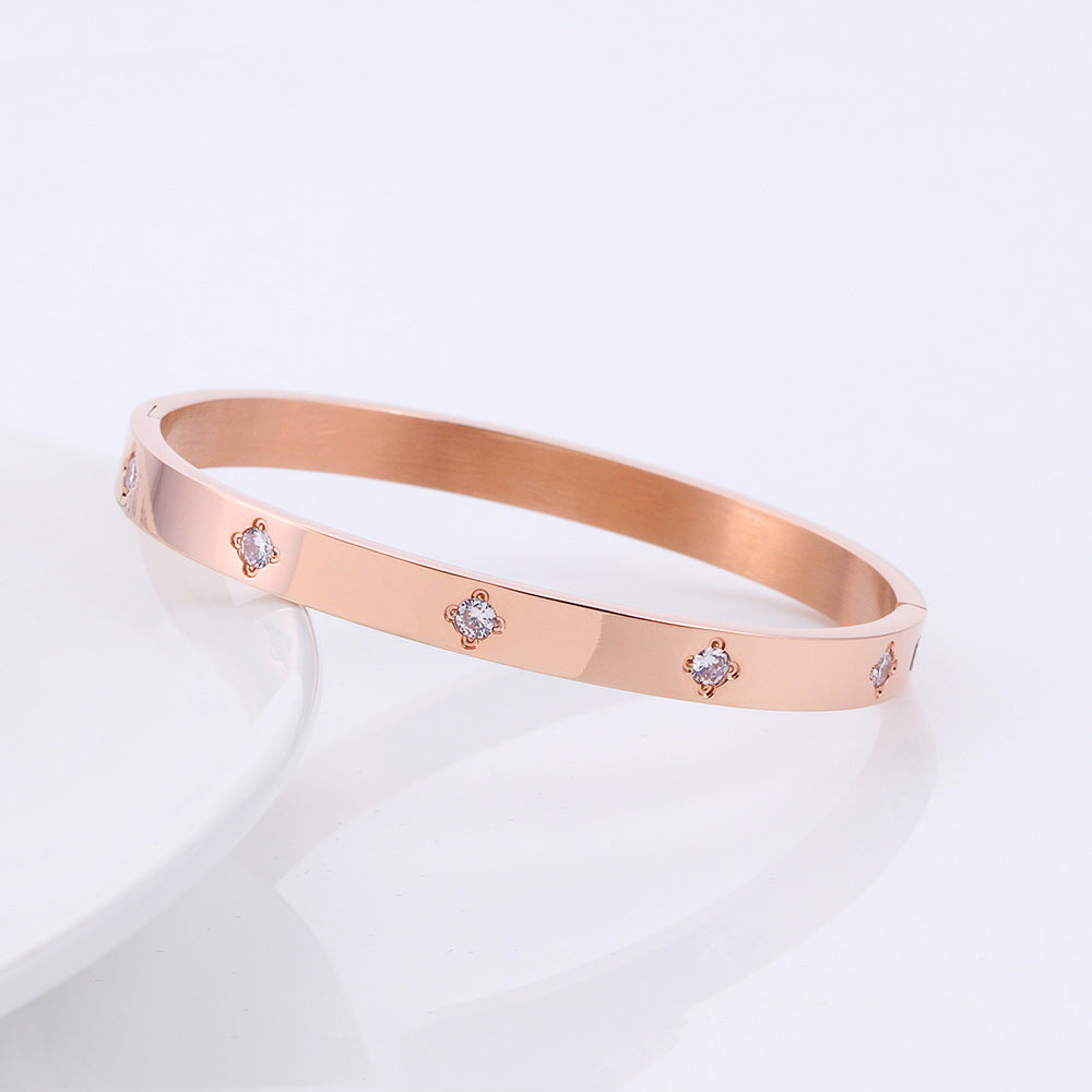 Matching Personalized Zircon Titanium Steel Korean Bracelet