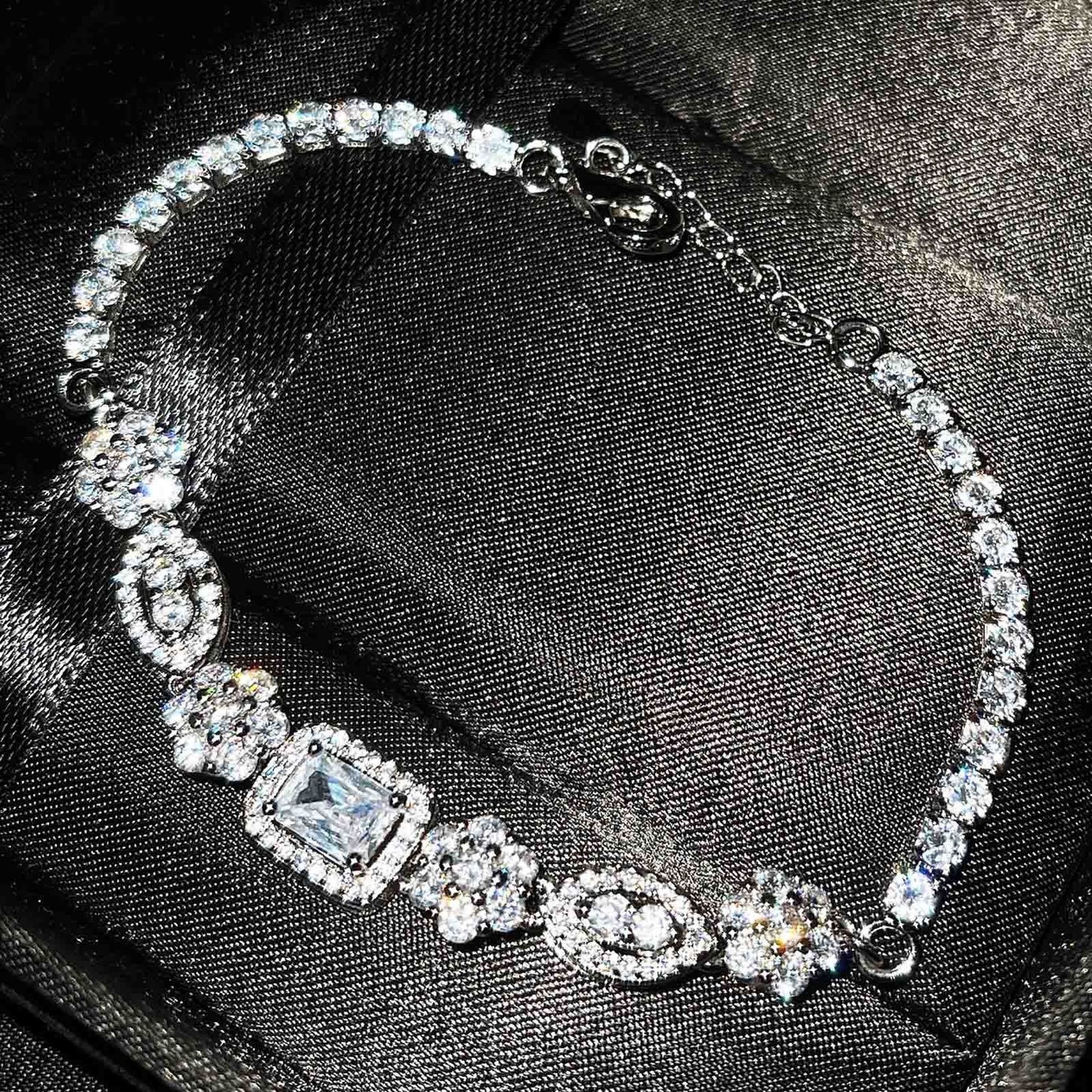 Women's Carbon Diamond For Design Plated Sterling Bracelets