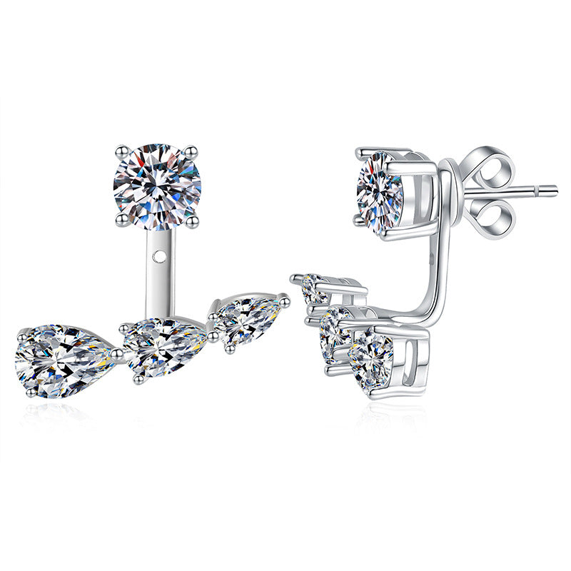 Women's French Entry Lux Sterling Sier Moissanite Earrings