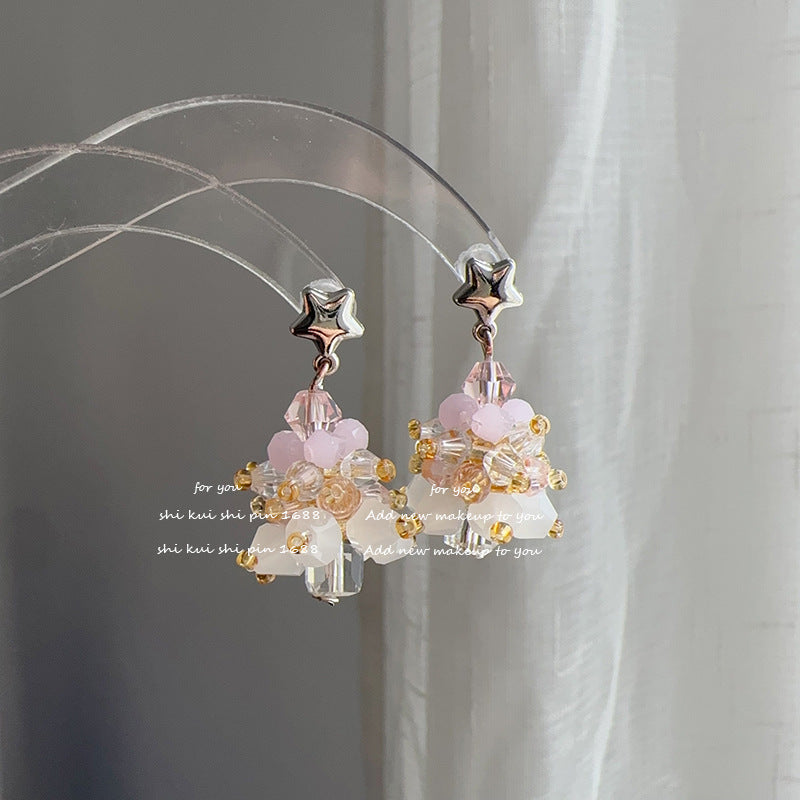 Sweet Pink Purple Ing Bow Painless Earrings