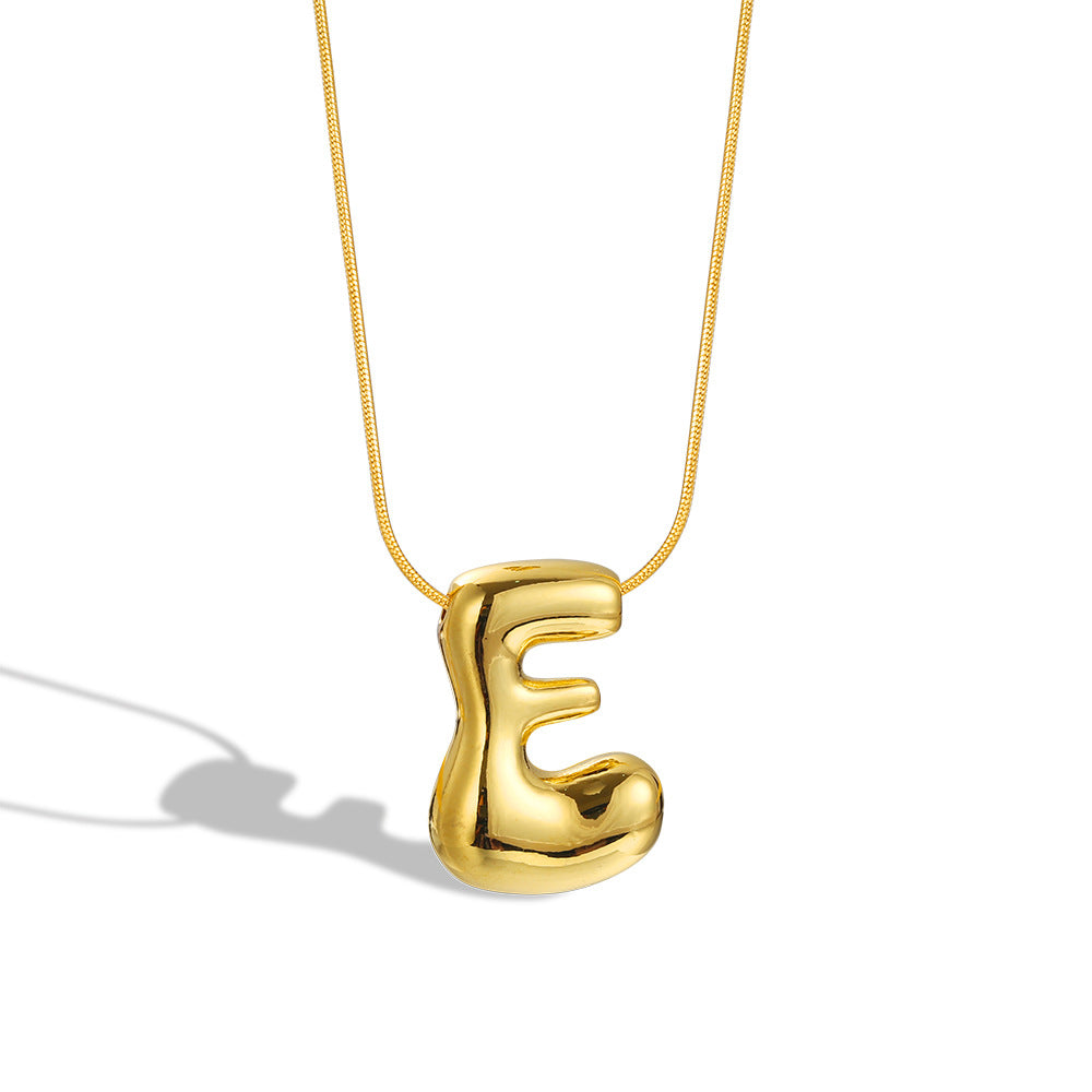 Balloon Bubble Chubby Letter Copper Plated Necklaces