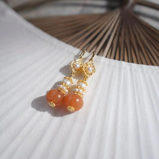 Court Style Orange Niche Design Advanced Earrings